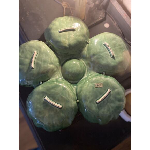 Bordallo Pinheiro Cabbage Green 6 - Part Relish Dish 15" - Picture 5 of 6